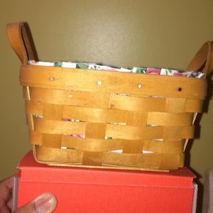 Longaberger basket with leather handles